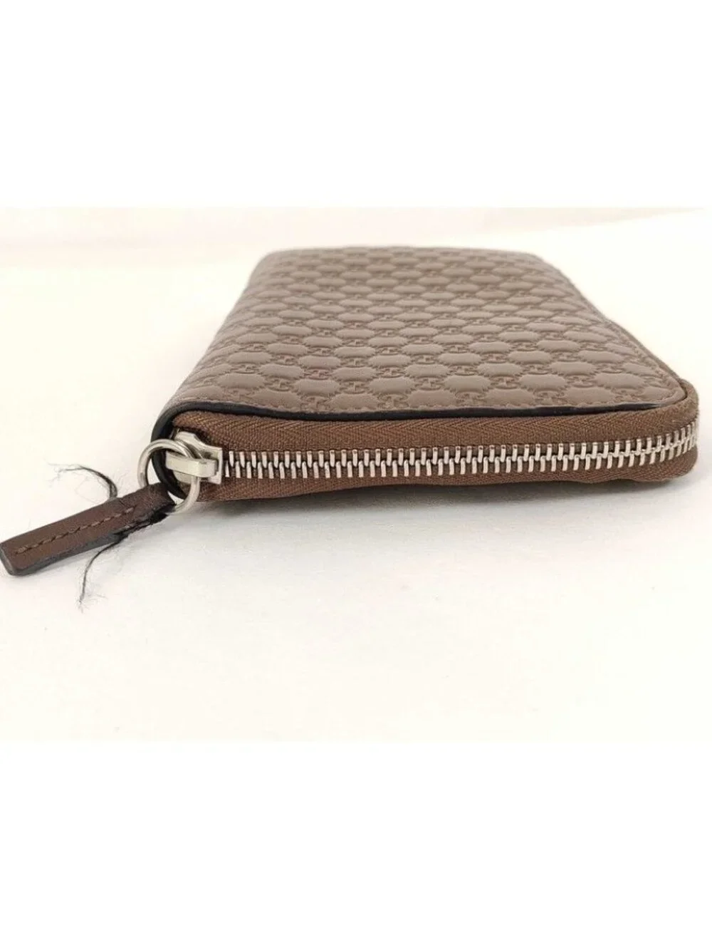 Gucci Wallet Micro Guccissima Travel Document Case Brown Leather Zip Around - Picture 5 of 9